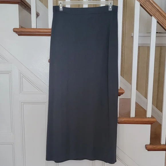 EILEEN FISHER Jersey Knit Stretch Straight Grey Skirt Size Large - Picture 3 of 5